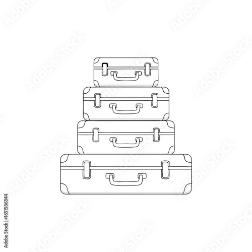 Stacked vintage suitcases sketch evokes wanderlust, adventure, and timeless travel memories meticulously designed artwork