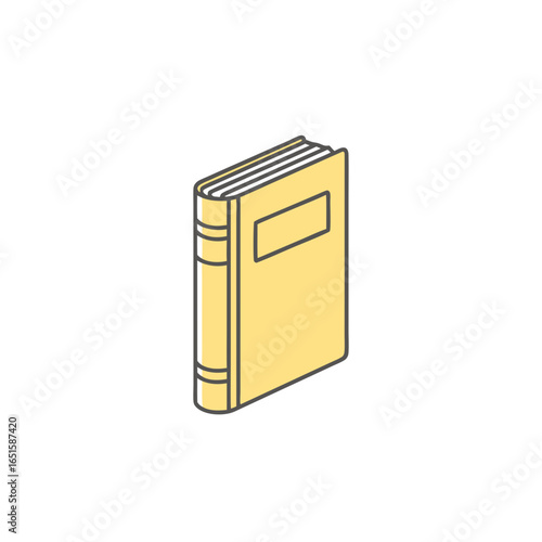 Illustration of a standing book with a light yellow cover isolated on white background