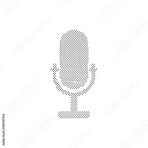 Dotted microphone illustration portraying vintage sound recording equipment design concept minimalistic style design