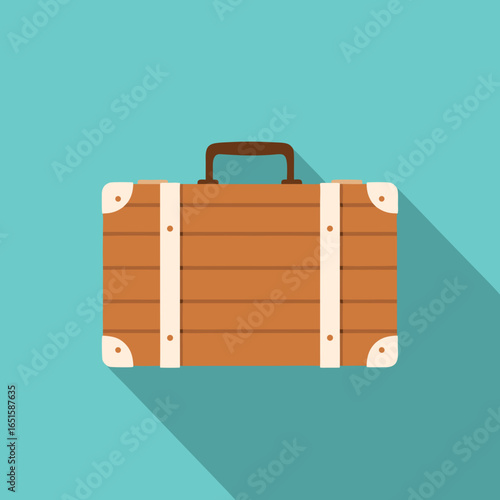 Vintage Suitcase Icon on Teal Backdrop: A Nostalgic Journey Graphic Art Illustration