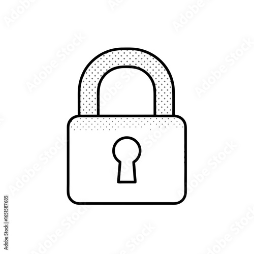 Monochrome padlock illustration depicting security encryption and protection design