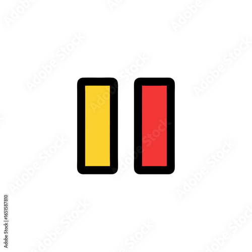 Chromatic Duet: Harmonious Pause with Geometric Simplicity and Contrasting Hues visual clarity