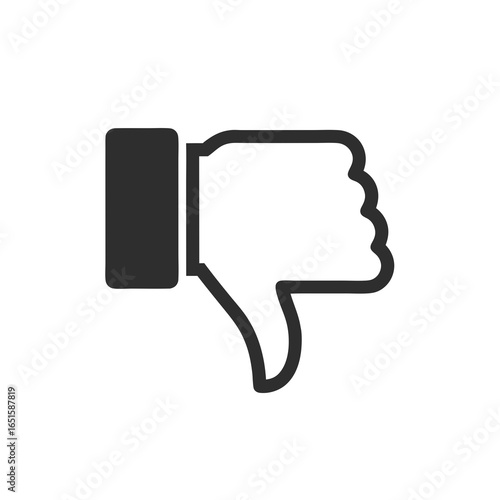 Monochrome thumbs down icon illustrating disagreement, disapproval or negativity feelings