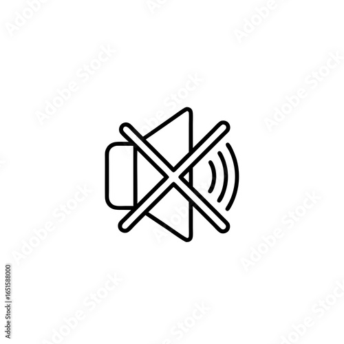 Muted Audio Visuals: A simple, minimalist graphic depicting volume control with sound suppression for digital interfaces