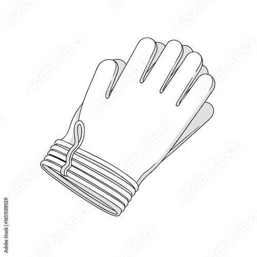 Illustrative depiction of a single hand covering glove emphasizing textured details and subtle shading techniques for depth perception