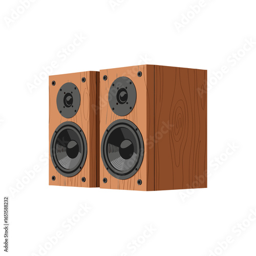 Pair of wooden loudspeakers for high fidelity audio enjoyment and listening pleasure delivering perfect acoustic performance with advanced technology