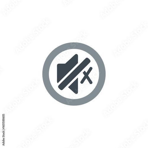 Muted Speaker Symbol Depicting Silence or Audio Off in a Clean Circular Design against White Backdrop