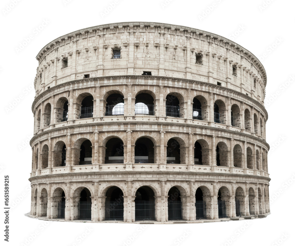 Fototapeta premium Historic architectural colosseum rome structure showcase daylight ancient culture isolated on transparent background