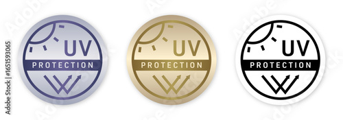 UVカットのデザインセット（UV 太陽光 日焼け止め 紫外線 紫外線カット 紫外線対策 UV protection ベクター 編集可能）