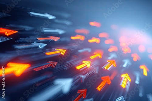 Abstract digital arrows in motion