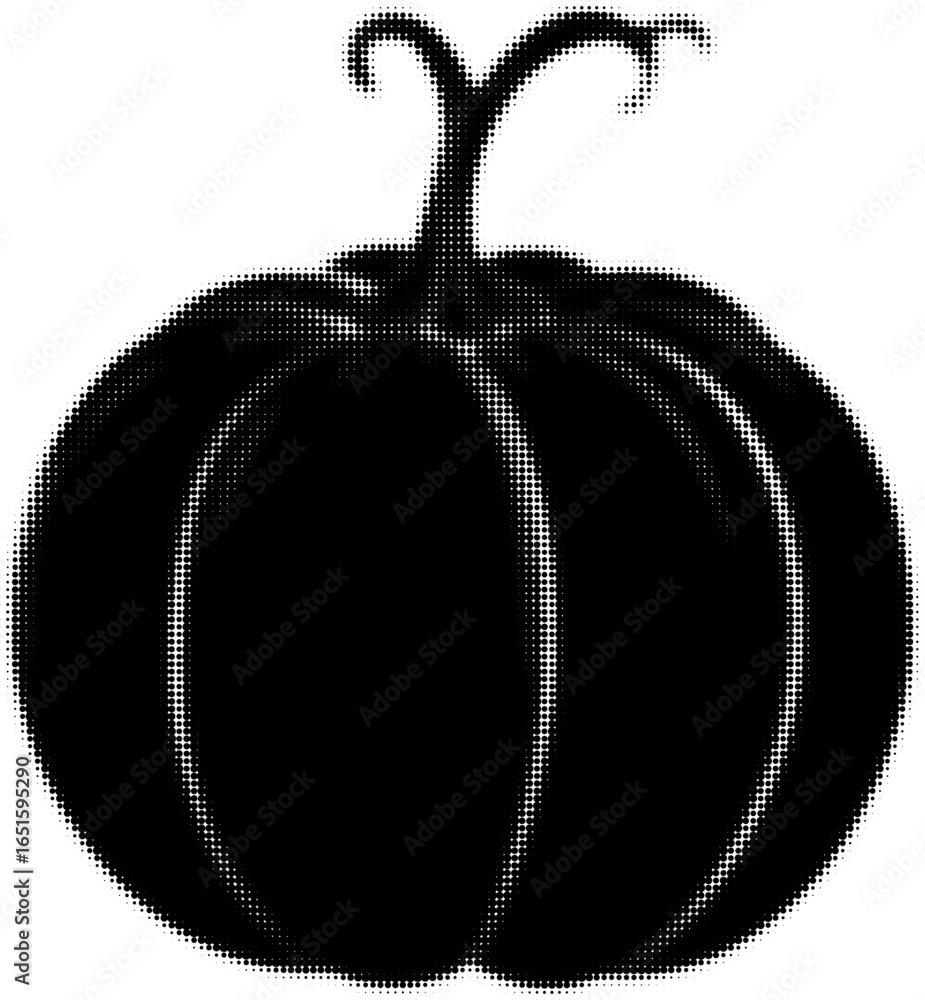 Black silhouette of a pumpkin with a dot pattern