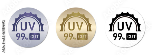 UVカットのアイコンとデザインセット（UV 太陽光 日焼け止め 紫外線 紫外線カット 紫外線対策 UV protection ベクター 編集可能）