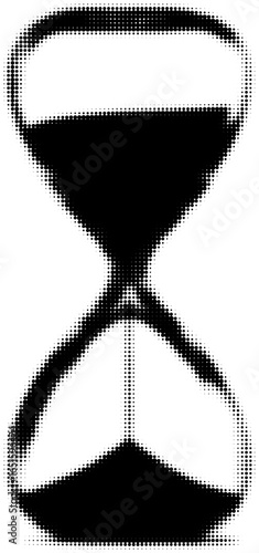 Pixelated black hourglass symbolizing time passage