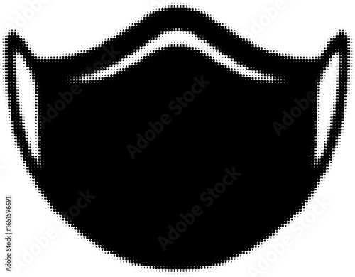 Black silhouette of a medical face mask isolated