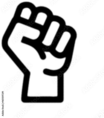 Black and white raised fist symbolizing strength and unity