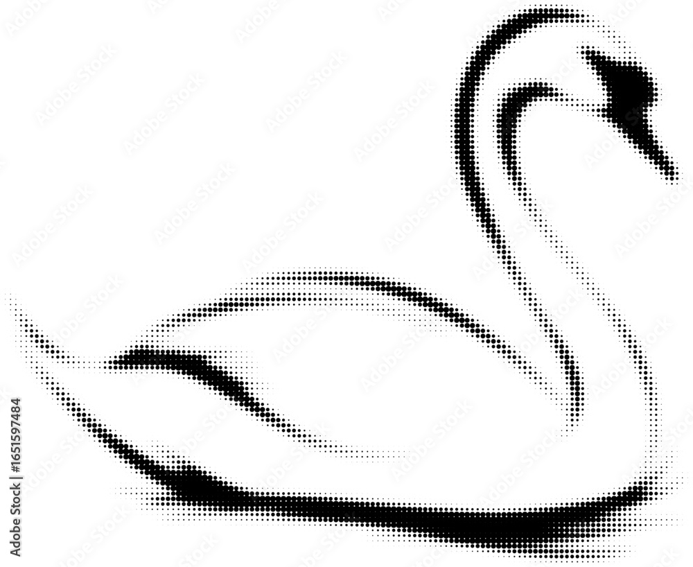 Naklejka premium Elegant black and white halftone swan illustration, minimalistic and artistic