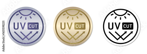 UVカットのアイコンとデザインセット（UV 太陽光 日焼け止め 紫外線 紫外線カット 紫外線対策 UV protection ベクター 編集可能）