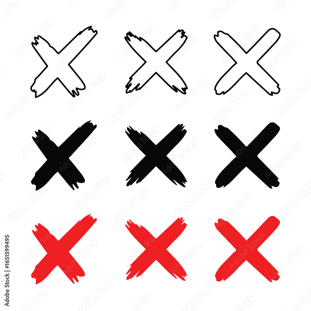 Obraz premium Vector Cross Mark Icon Set On Transparent Background
