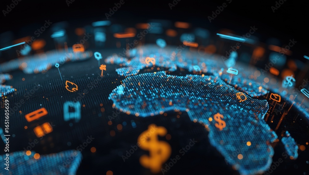 Fototapeta premium Global digital network. Abstract globe