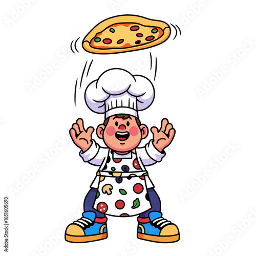 Pizza chef tossing pizza