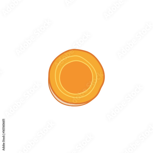 A simple illustration of a single, round orange carrot slice with concentric rings on a white background.