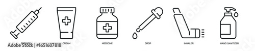 Medicine thin line icon set. Web minimal editable stroke icons
