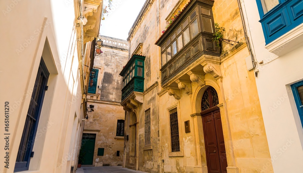 Obraz premium Narrow alleyway lined with historic buildings.