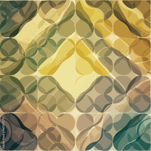 Intricate retro lozenge lattice pattern in burnt sienna dusty rose and olive drab weaves mid-century graphic sophistication into decorative surfaces