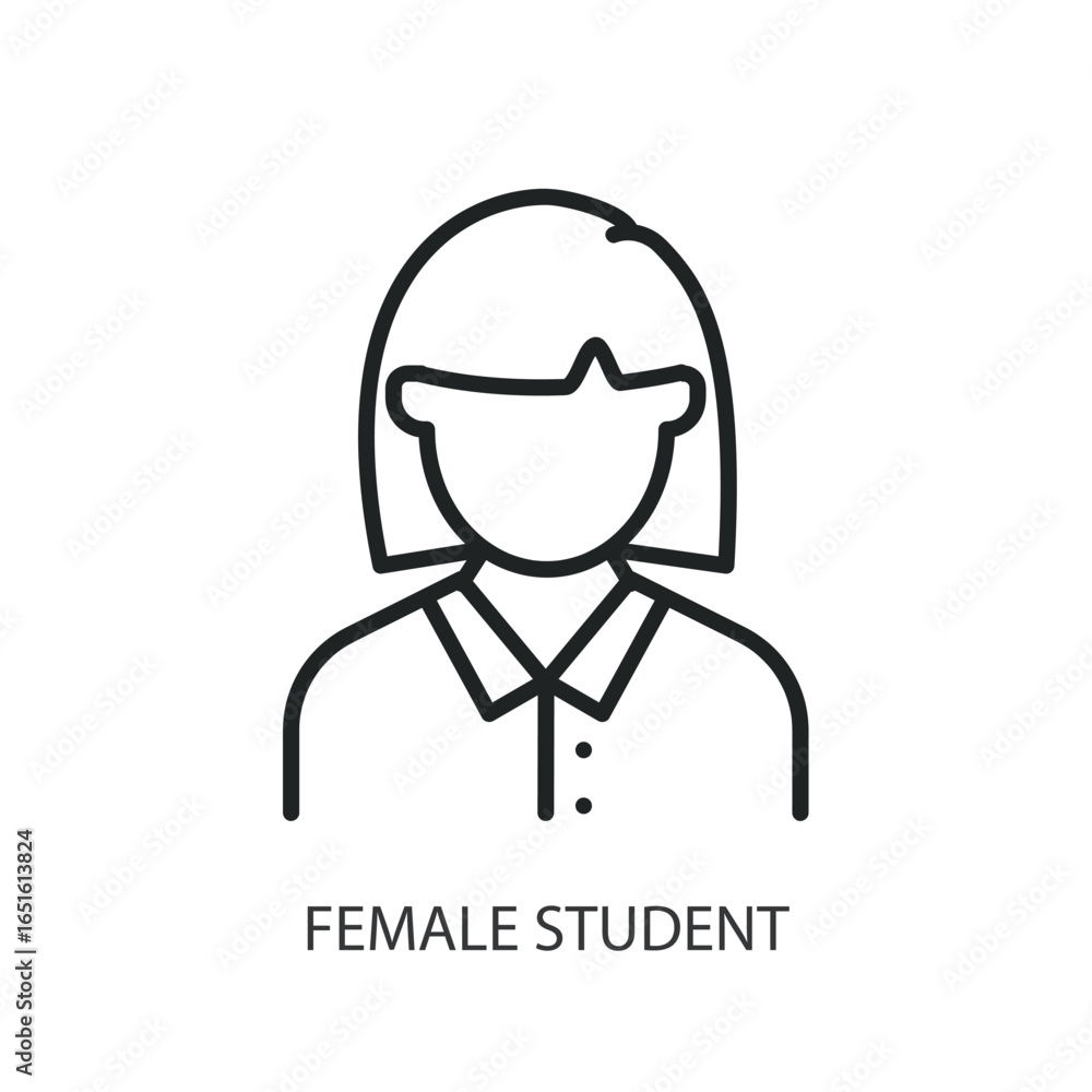 Fototapeta premium Female student thin line vector icons.