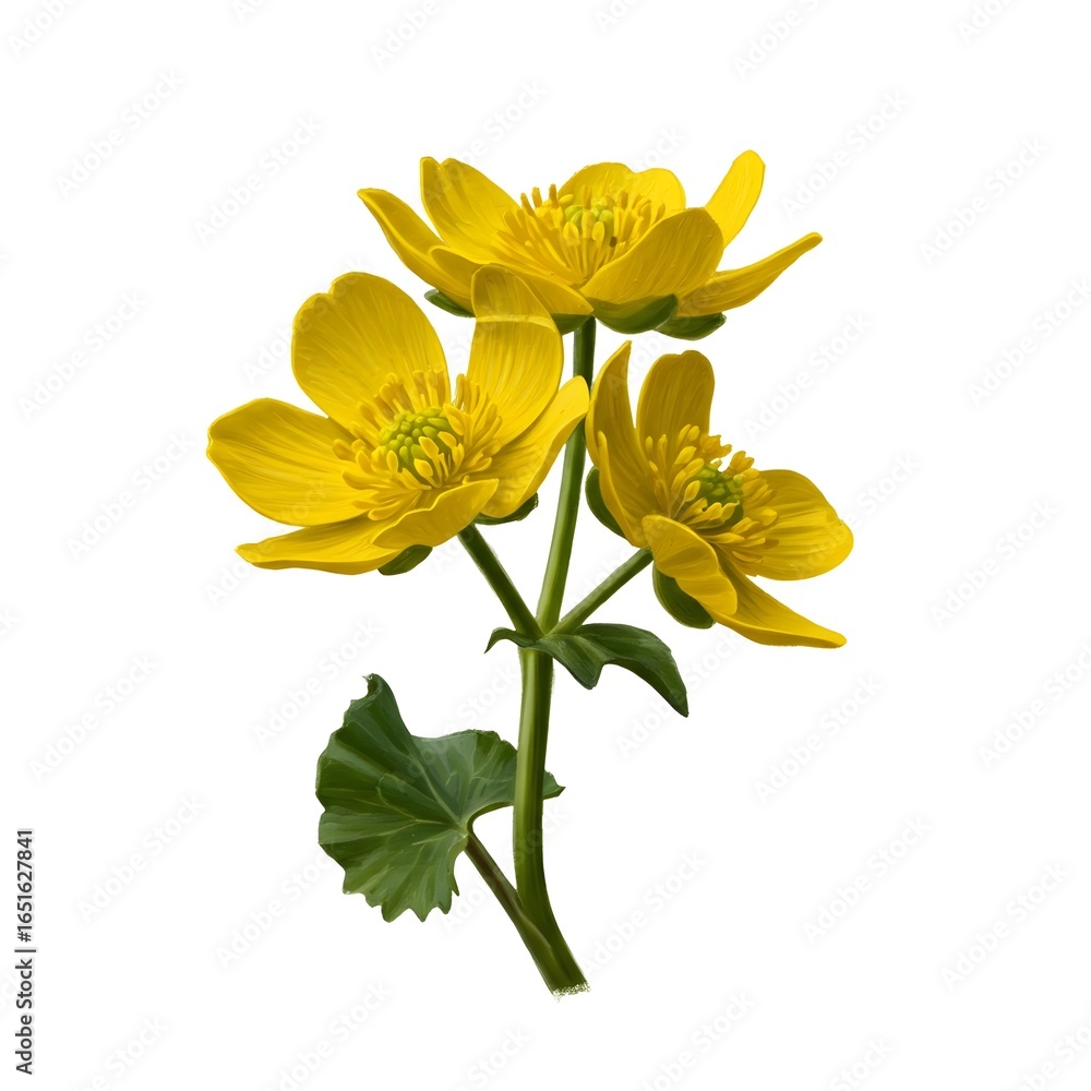 Fototapeta premium Yellow Buttercup Flower Wildflower Drawing