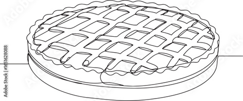 Elegant single line drawing of a linzer torte, showcasing minima