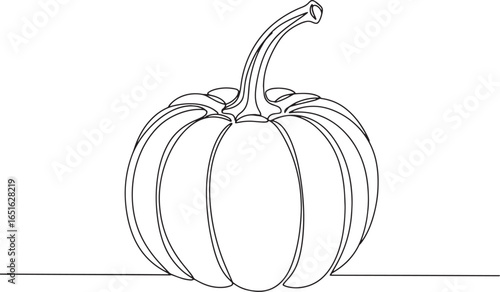 Minimalist single line drawing of a plump pumpkin, perfect for a