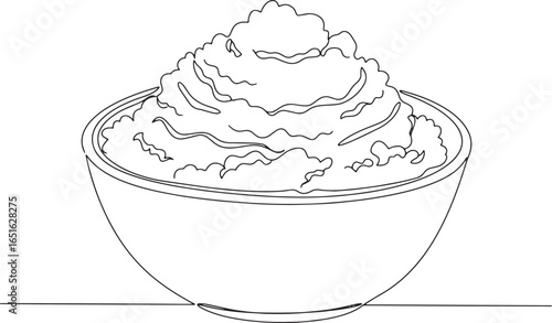 One line drawing of cottage cheese in a bowl showcasing dairy pr