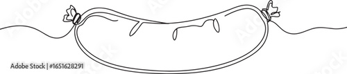 Minimalist line art depiction of a traditional sausage, perfect