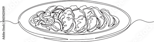 Elegant line art illustration showcasing delectable cuban ropa v