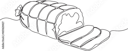 Elegant Single Line Art of Sliced Corned Beef Loin Ready to Serv