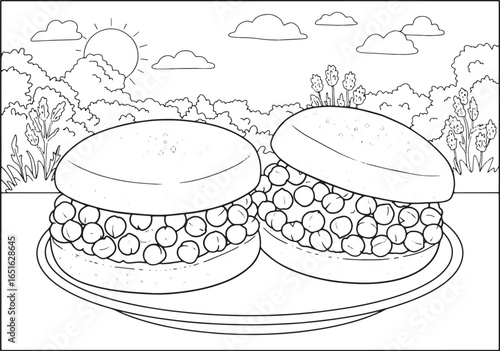 Exquisite Hand Drawn Trinidadian Doubles Illustration Against a