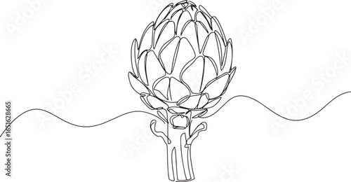 Elegant artichoke line drawing emphasizing minimalist design and