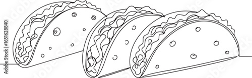 Minimalist line art illustration showcasing three delicious Mexi