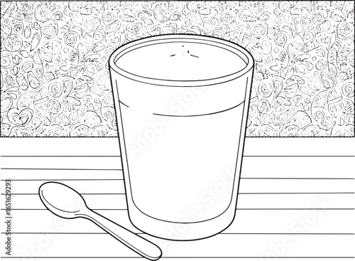 Illustration of a refreshing golden milk beverage with a decorat