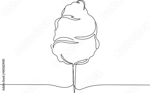 Elegant single line drawing showcasing a whimsical cotton candy