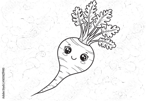 Whimsical Parsnip Cartoon Illustration for Coloring Books and Cr