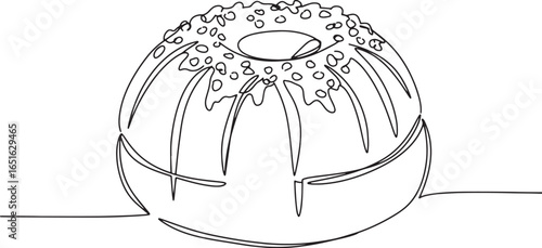 Elegant rum baba pastry outline, simplistic culinary design, des
