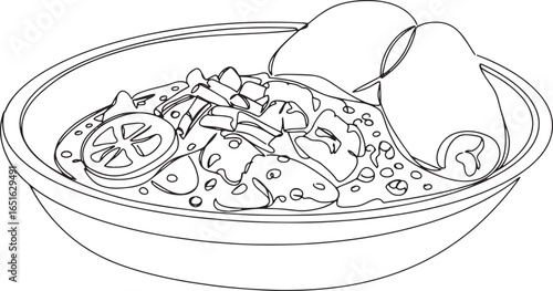 Whimsical line drawing of ethiopian dabo kolo snacks served in a