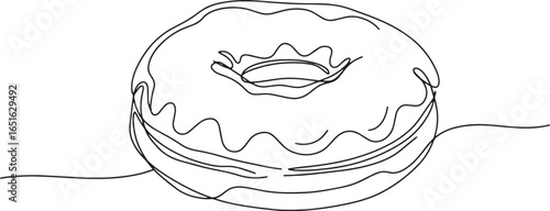 Elegant donut continuous line drawing minimalist style for pastr