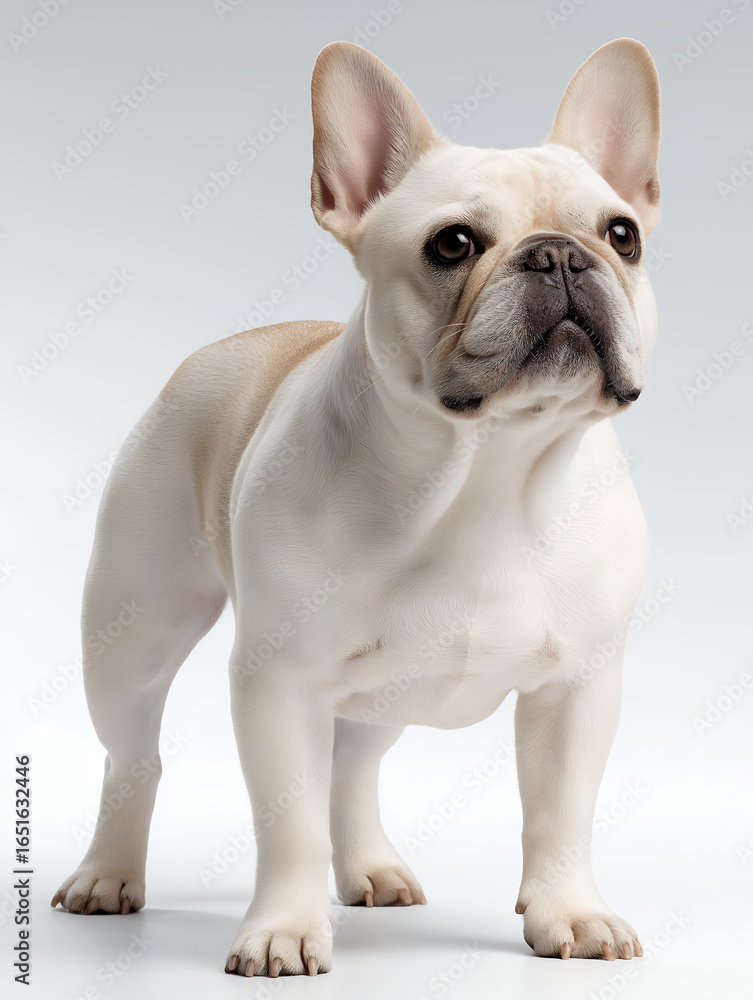 Fototapeta premium French Bulldog Standing Against Light Background