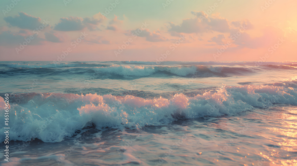 Fototapeta premium Sunset Reflections on Water Waves
