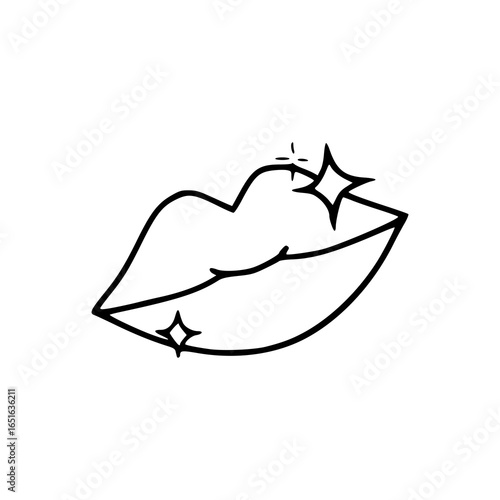 glossy mouth with sparkles