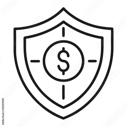 Secure financial protection icon with dollar symbol inside a shield