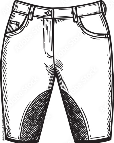 Equestrian style: Woodcut illustration of riding breeches with r